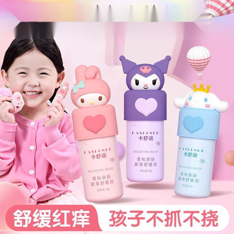 Sanrio Purple Balm for Soothing Mosquito Bites and Itch Relief - Portable Purple Balm for Children's Outdoor Use
