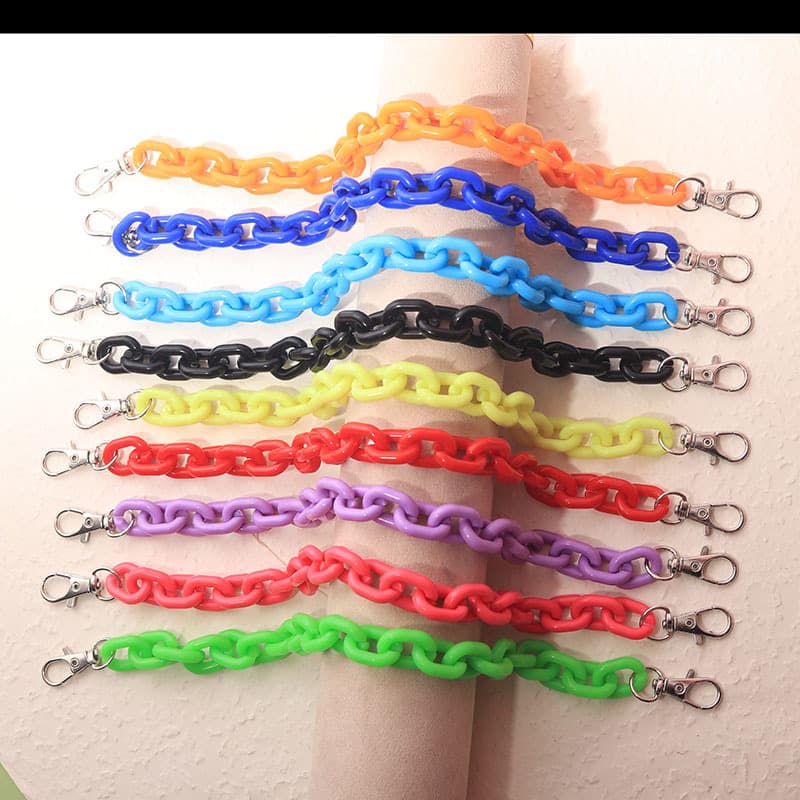 Acrylic macaron-colored chain straps for DIY luggage and bags, fashionable single-shoulder or crossbody bag chains.