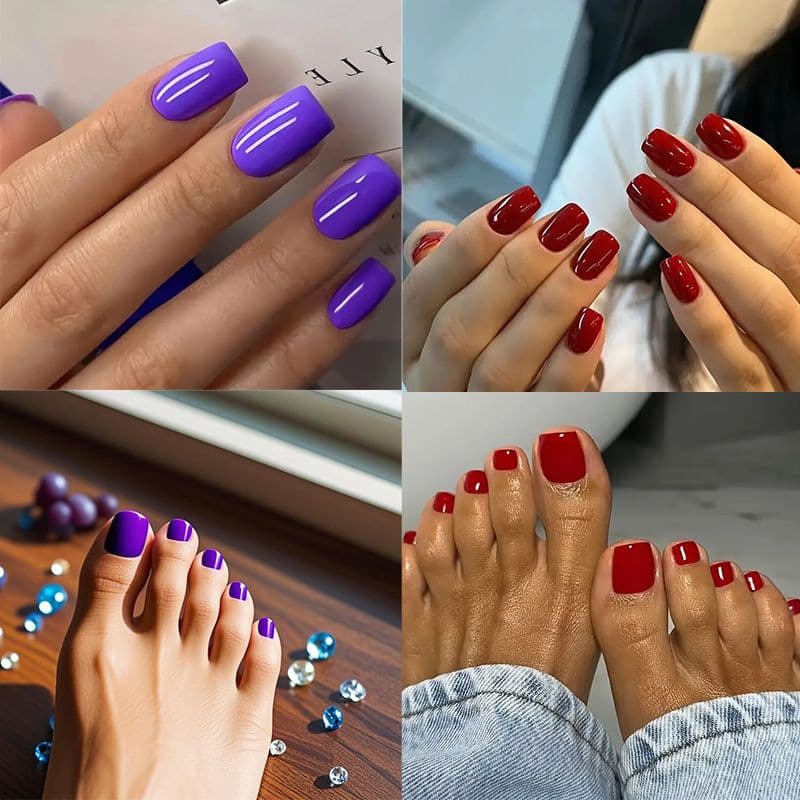 Best-selling solid color nail set for hands and feet in European and American cross-border markets, simple and stylish with a fresh look, long almond shape