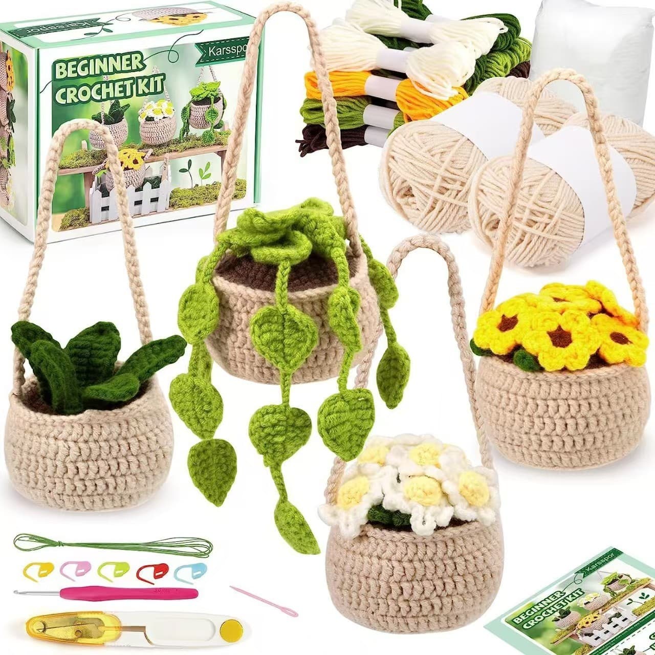 A top-selling 4-piece hanging potted plant DIY beginner's craft kit with English tutorial video on Amazon.