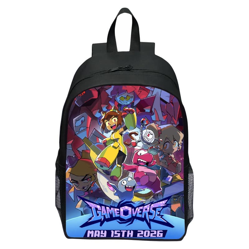 New Printed GAMEOVERSE Game Over Backpack, Game Peripheral Cartoon Dual-Shoulder Bag for Elementary Students
