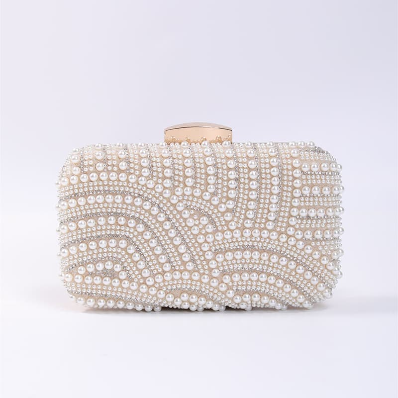 Retro European And American Pearl Dinner Bag Handmade Embroidered Diamond Evening Dress Bag Ladies Elegance Clutch Bag