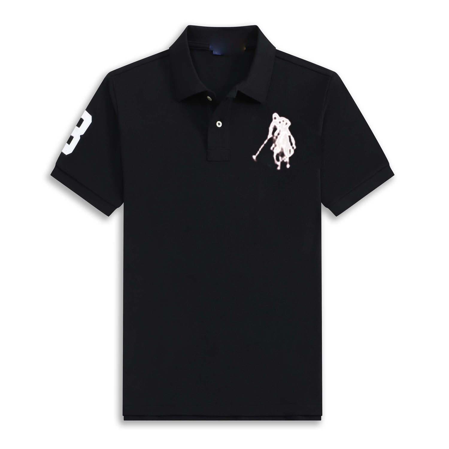 Raff summer classic pony embroidered polo shirt men's casual short-sleeved pure cotton solid color loose large size short-sleeved
