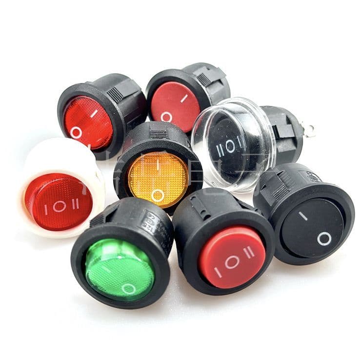 KCD1-105 Round Rocker Switch, 2-Pin 2-Position, Round Rocker Switch 3-Pin with Light, 20mm Hole, 3-Pin 3-Position