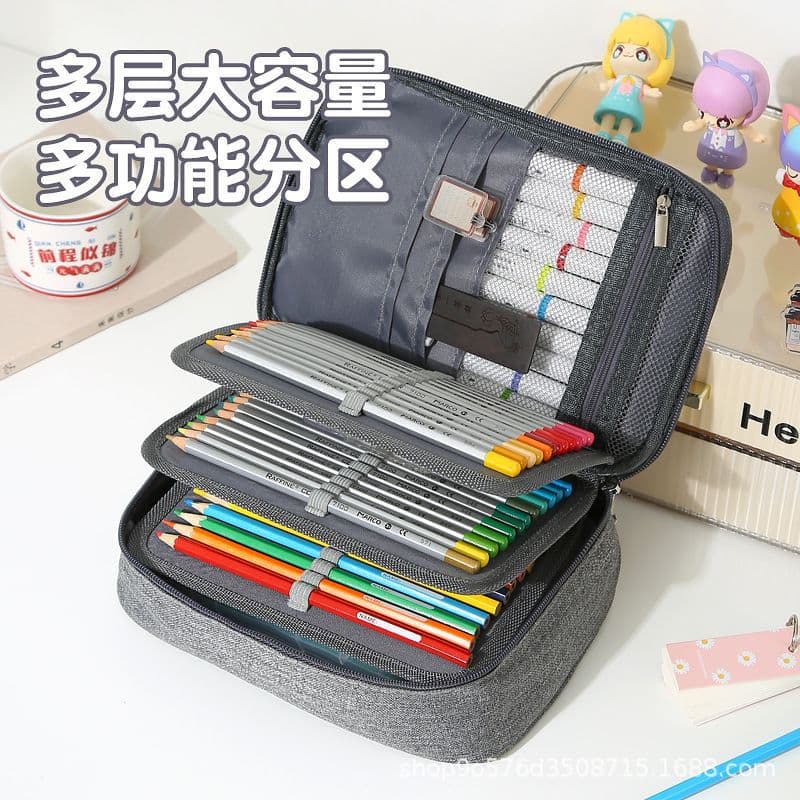 Cross-border popular pencil bag 72 sketch stationery box pencil storage Oxford cloth large capacity simple stationery pencil box