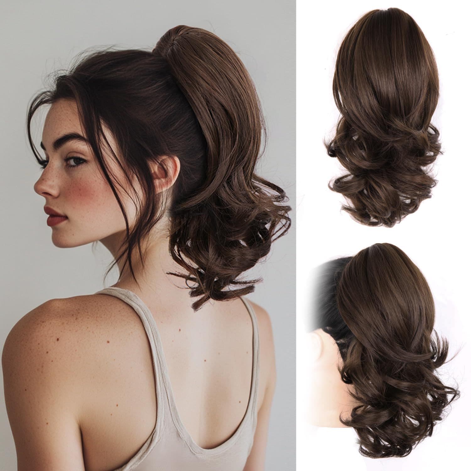 Cross-border Europe and America Ponytail Short Curly Half-up Waterfall Hair Clip Ponytail Wholesale Fluffy Ponytail Braid