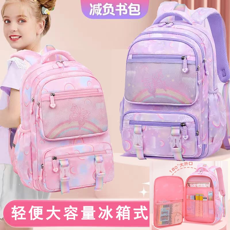 Cross-border school bags for elementary school girls, boys, grades 1-3-6, spine-protecting children's backpacks, export