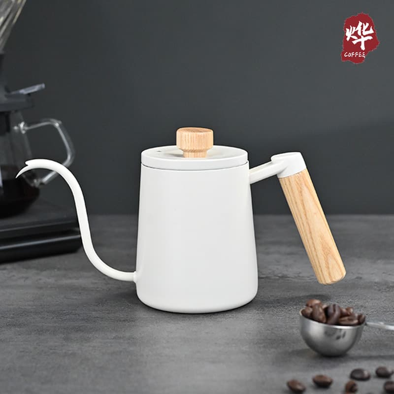 304 stainless steel home pour-over coffee pot 350ML, fine spout ear-hook long-neck kettle with lid, thickened gift set equipment