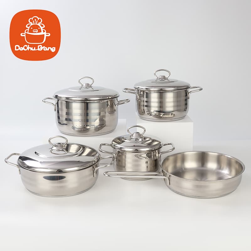 Cross-border Stainless Steel Thickened Multi-layer Bottom Cooking Pot Frying Pan Soup Pot Cookware Sets