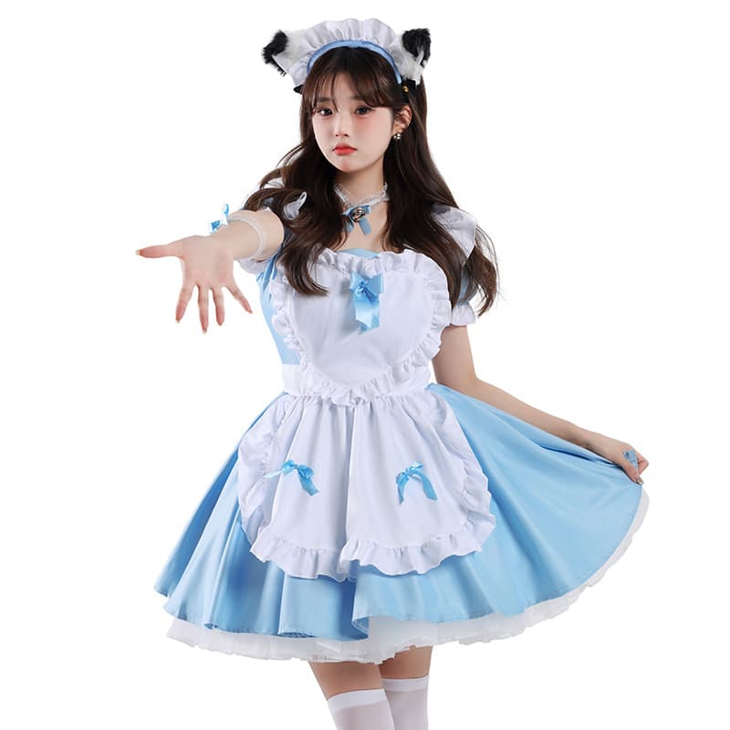 Blue and White Maid Costume Japanese Alice Soft Lolita Maid Dress Crossdresser Dress