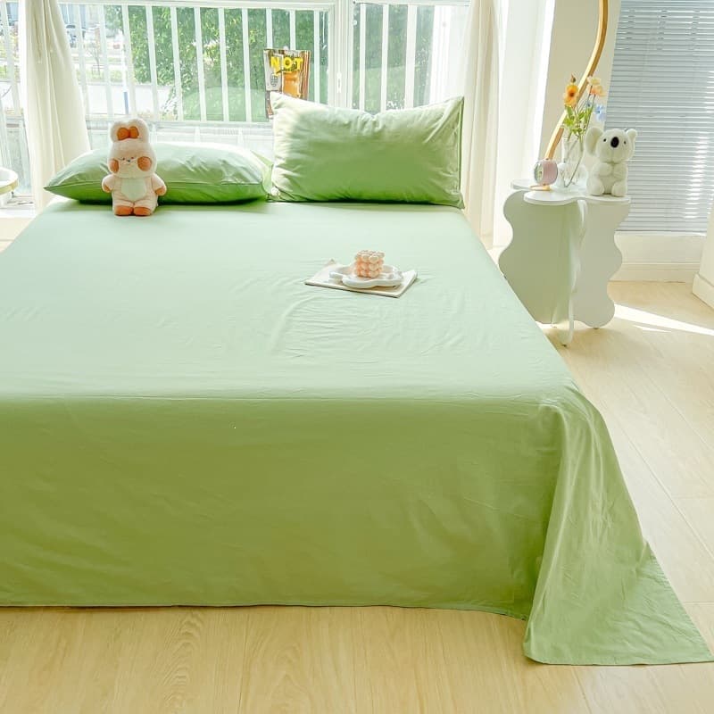 Solid Color Washed Cotton Fitted Sheet, Single Piece, Minimalist Style, Suitable for Student Dormitory, Barefoot Sleep, Single and Children's Bed Bedding