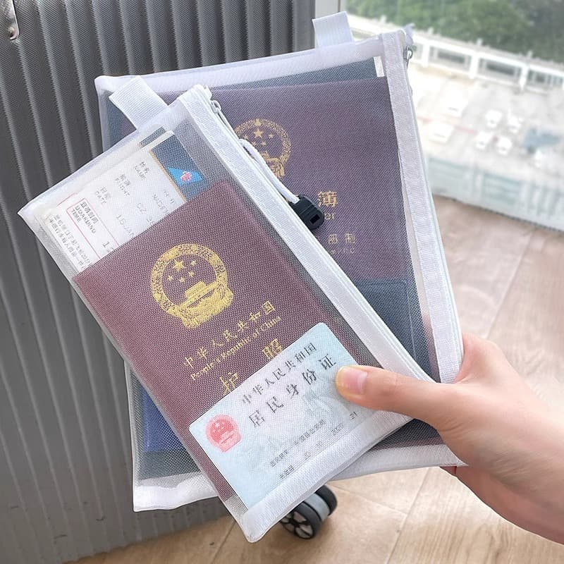 Passport Organizer Travel Portable ID Boarding Pass Card Holder Protective Case A4 Document Storage Pouch