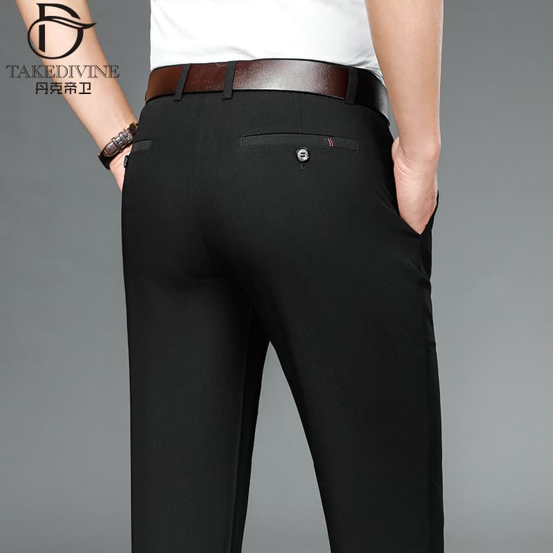 Middle-aged men's casual trousers, autumn father's style, loose business suit trousers, plus size straight leg trousers