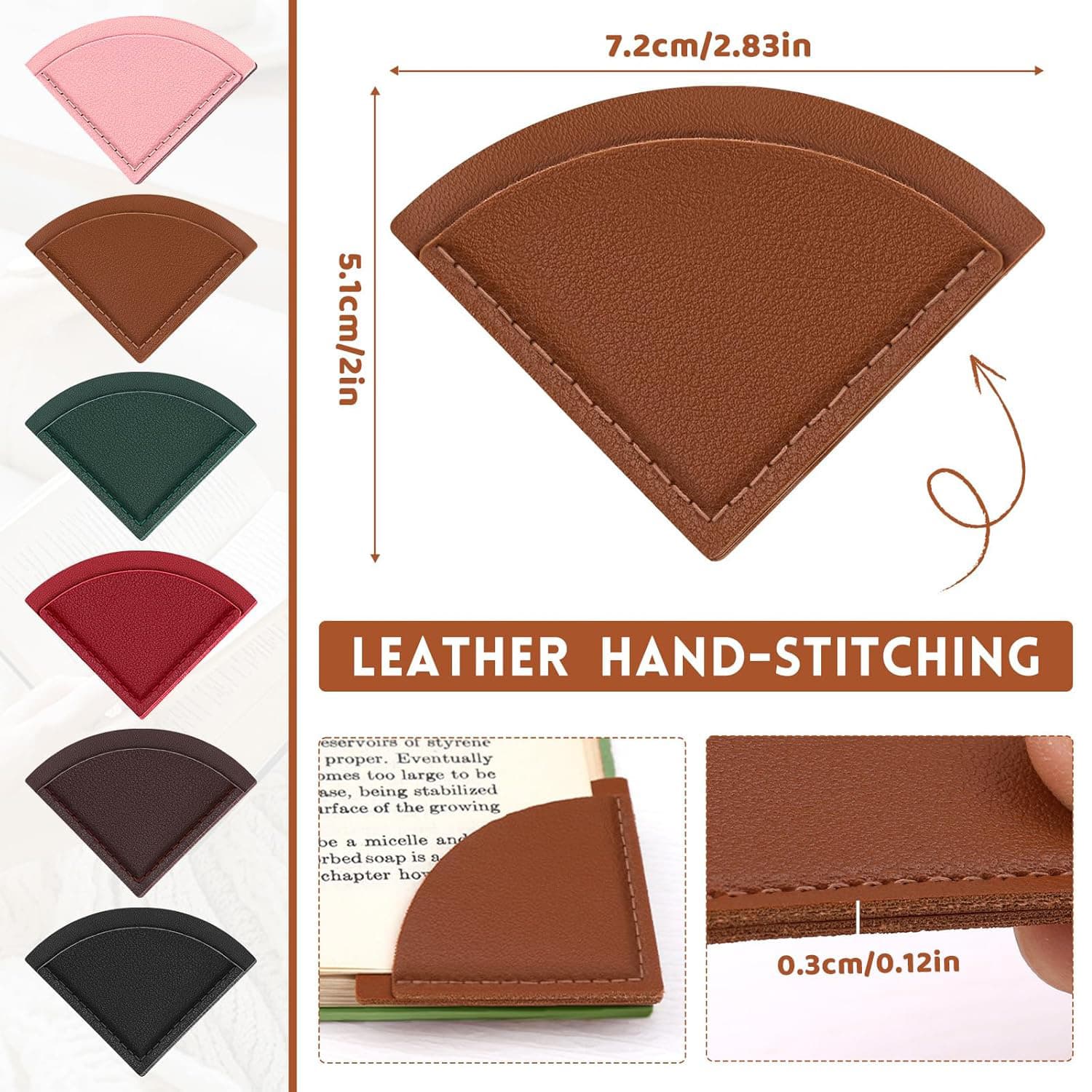 Multi-color fan-shaped triangle bookmark PU book protective cover can be customized with LOGO portable love bookmark student bookmark sticker