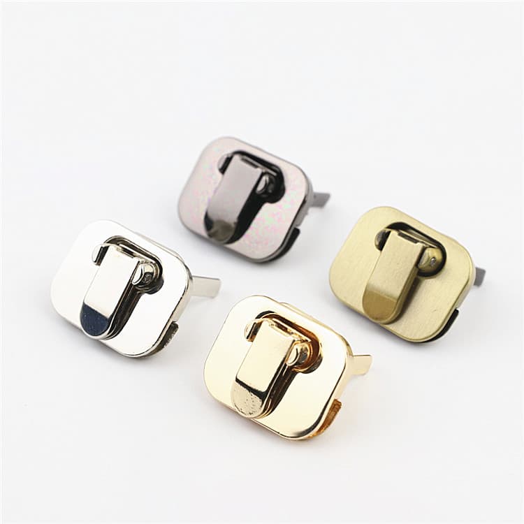Luggage and handbag hardware accessories, light gold square lock, decorative lock, bag and handbag twist lock hardware accessories