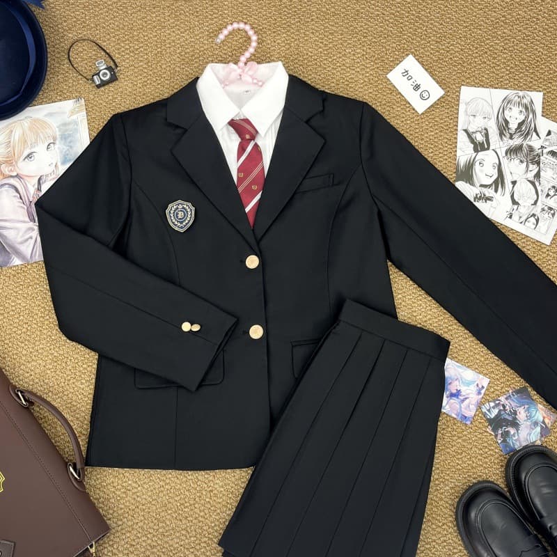 Original Authentic JK Uniform Black Two-Button Suit Set Japanese School Style Class Uniform School Uniform Performance Costume Set
