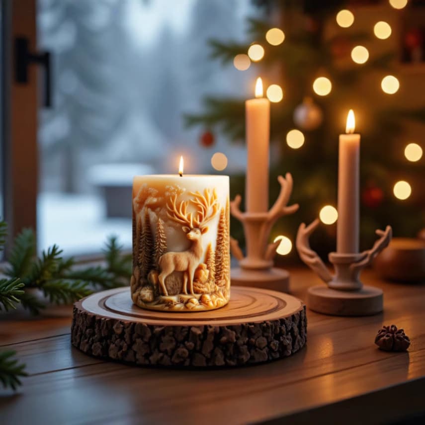 Wenxin Lulin Aromatherapy Candle Silicone Mold DIY Creative Forest Elk 3D Candle Silicone Mold