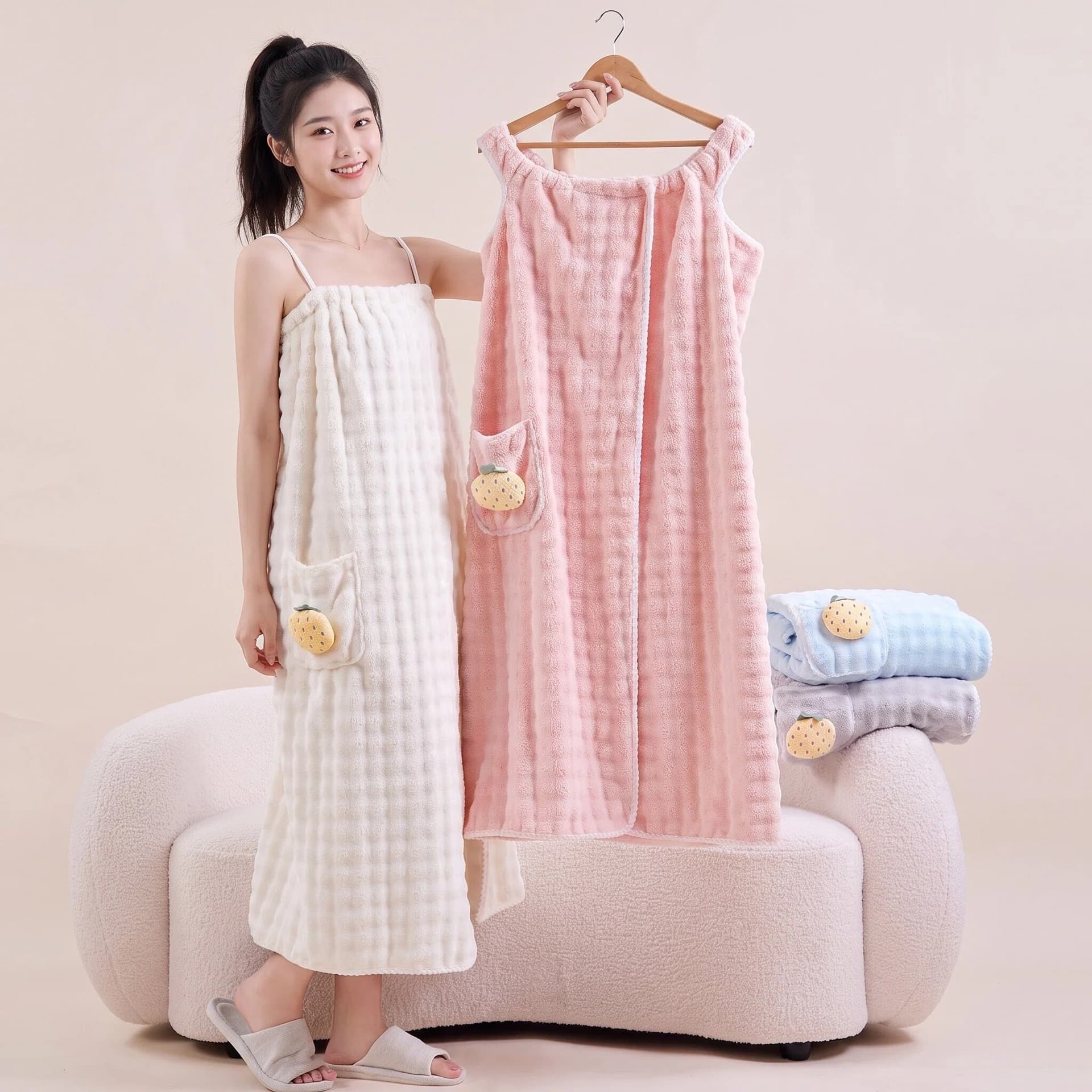 Bath skirt 2026 new wearable adult suspender bath skirt bathrobe water-absorbent quick-drying home bath wear adult bath towel