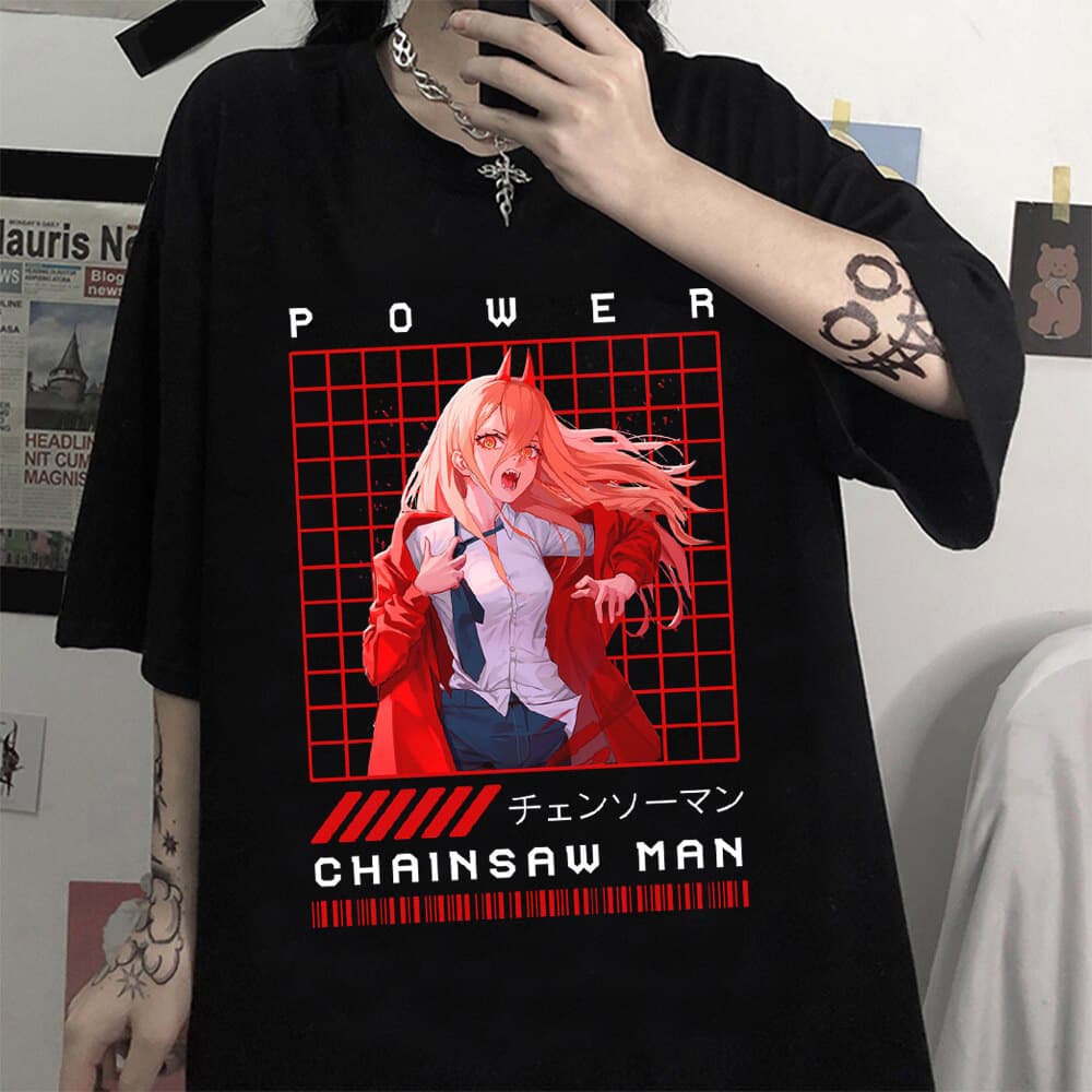Japanese manga Chainsaw Man MAKIMA foreign trade European size women's short-sleeved pure cotton loose printed T-shirt