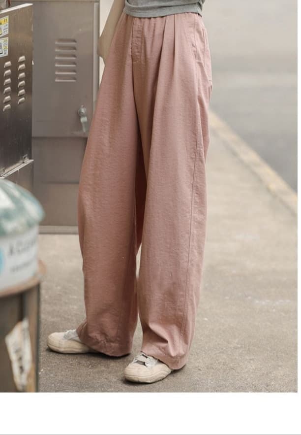 Spring and Autumn New Arrival Straight Leg Pants for Women, Japanese High-Waist Loose Fit Slimming Wide Leg Pants, Elastic Waist Versatile Casual Long Pants