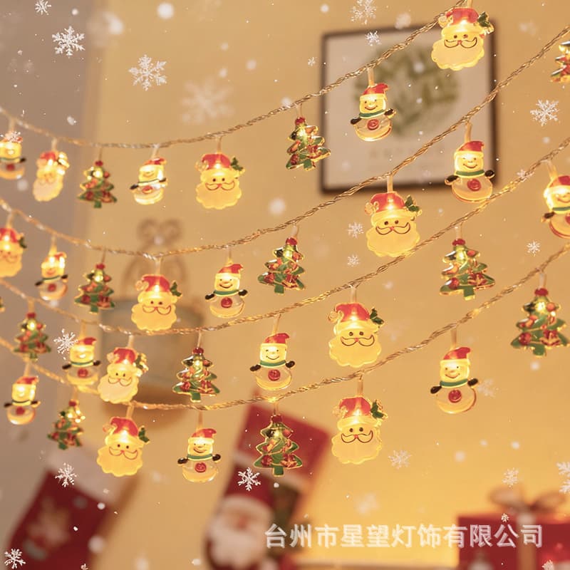 Christmas Snowman Old Man Christmas Tree Solar Light String Decoration Lights Christmas Pendant Window Shop Scene Layout