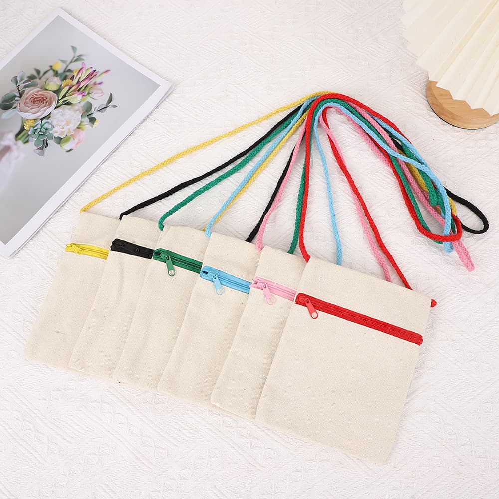 Amazon Cross-border Children's Shoulder Bag, Colorful Zipper Canvas Bag, DIY Graffiti Single Row Zipper Painting Crossbody Bag