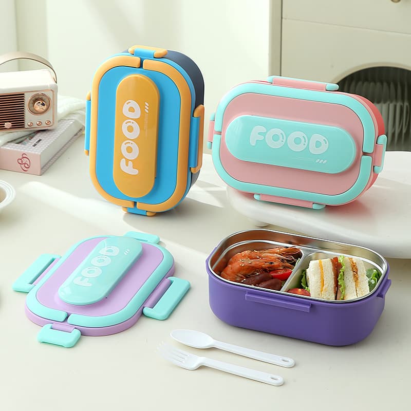 304 Stainless Steel Lunch Box Bento Box for Students, Office Workers, Kids, Dual Compartment Tray