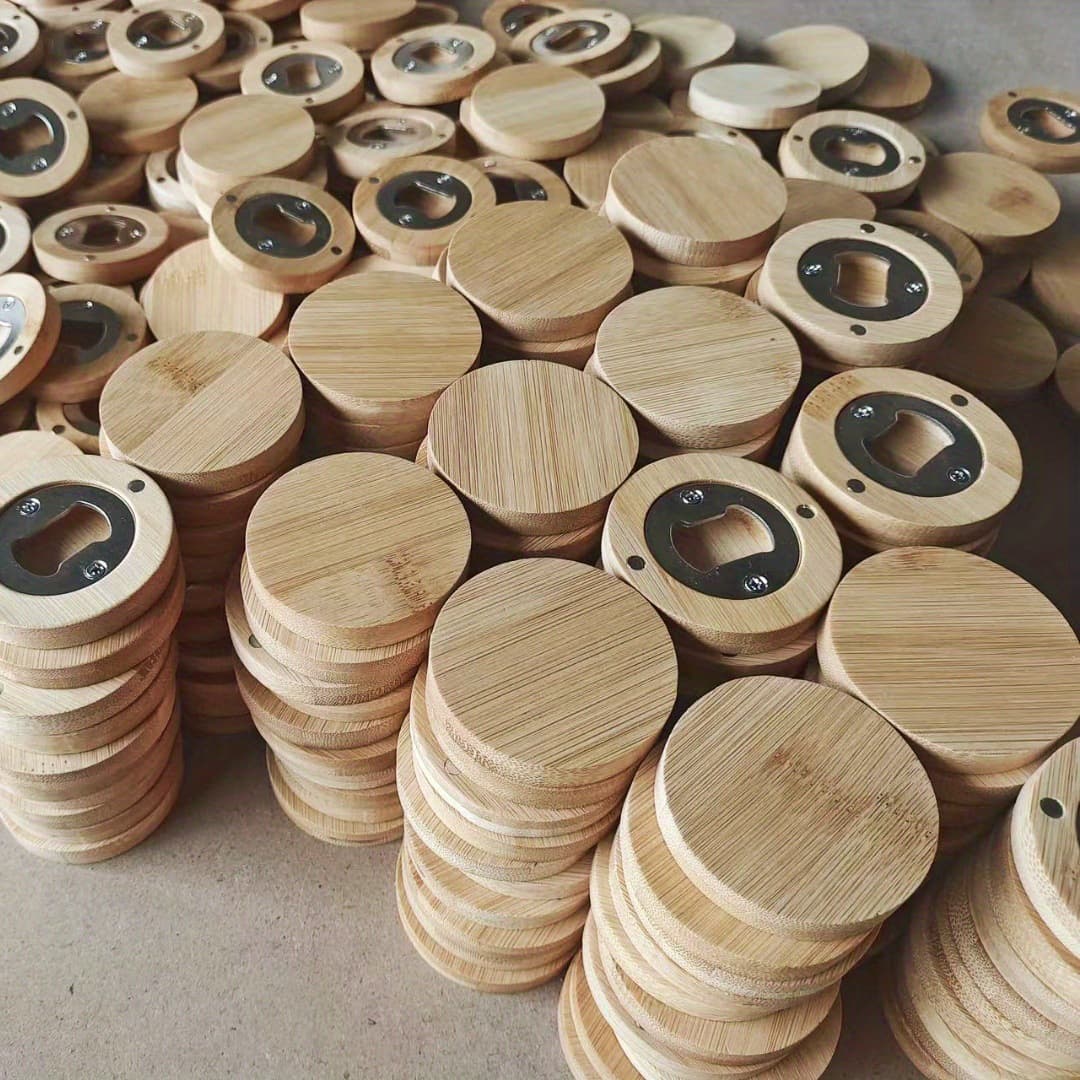 Bamboo Magnetic Bottle Opener, Handmade DIY Opener for Wedding Party Gifts