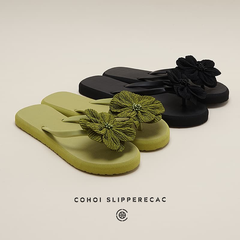 Korean-style Flip Flop Sandals for Women, Fashionable Small Flower Pattern, Casual Beach Slippers, Summer Sandals