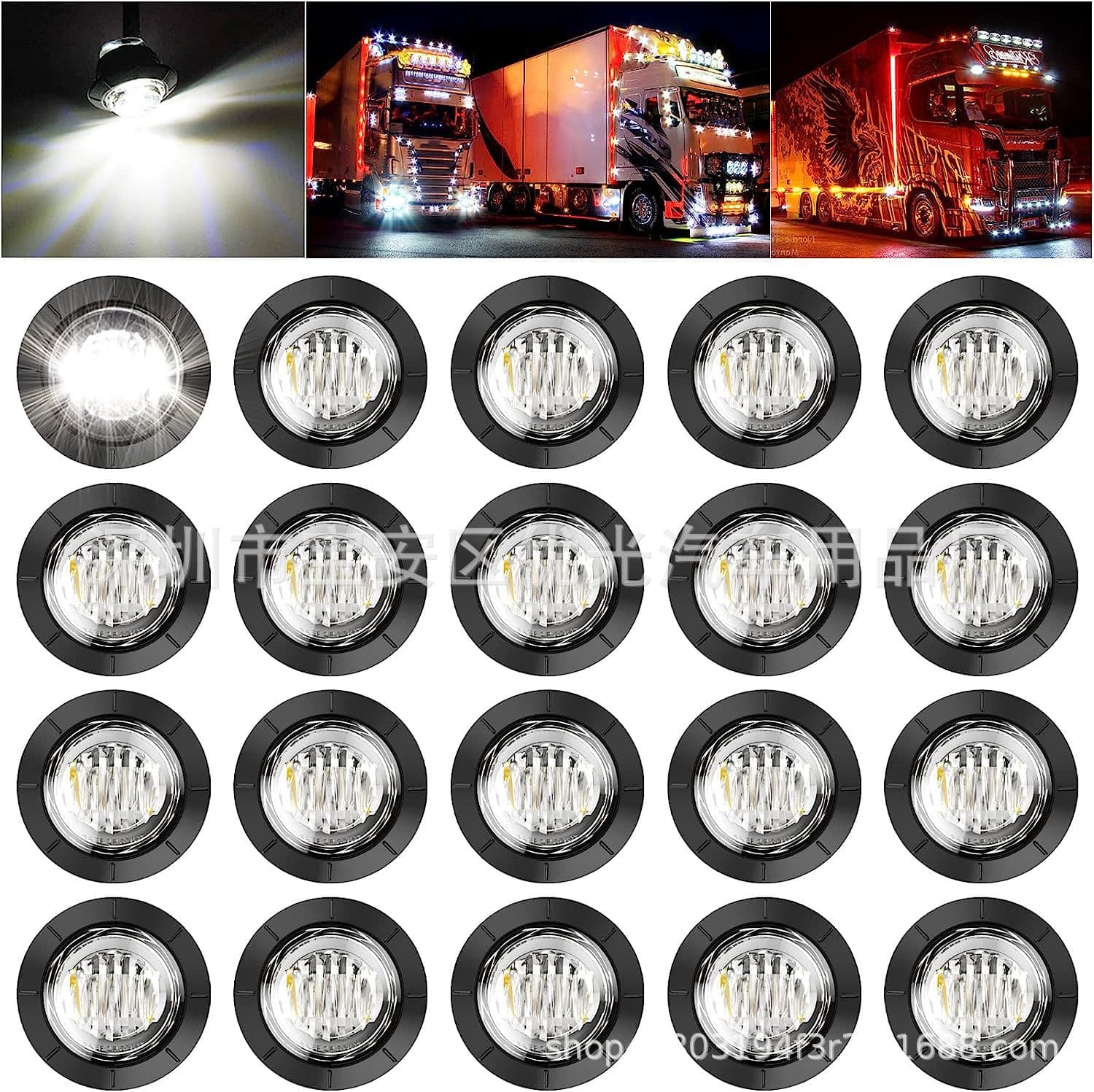3/4 Inch Truck Trailer Side Marker Light 3SMD LED 12V Side Indicator Signal Light Colorful Crystal Light
