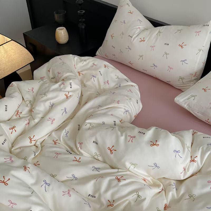 American Retro Zebra Print Washed Cotton Simple 4-Piece Bedding Set, Dormitory 3-Piece Set, Bed Sheet and Duvet Cover Bedding