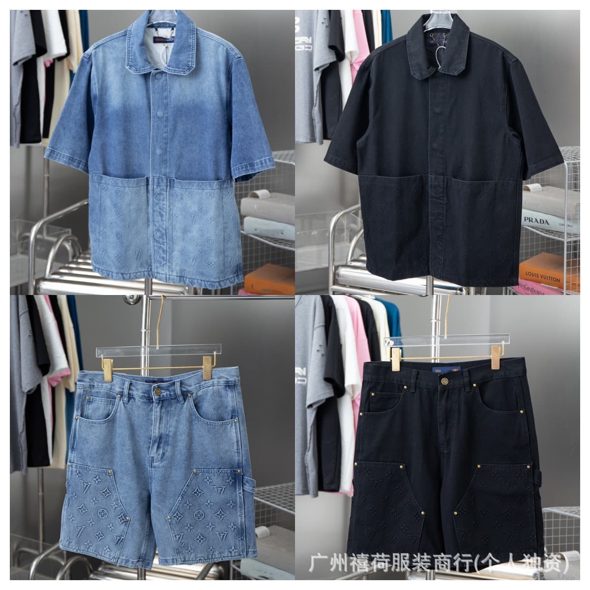 Correct high version. Lujia 25SS new classic heavy industry embossed work shirt vest jeans suit