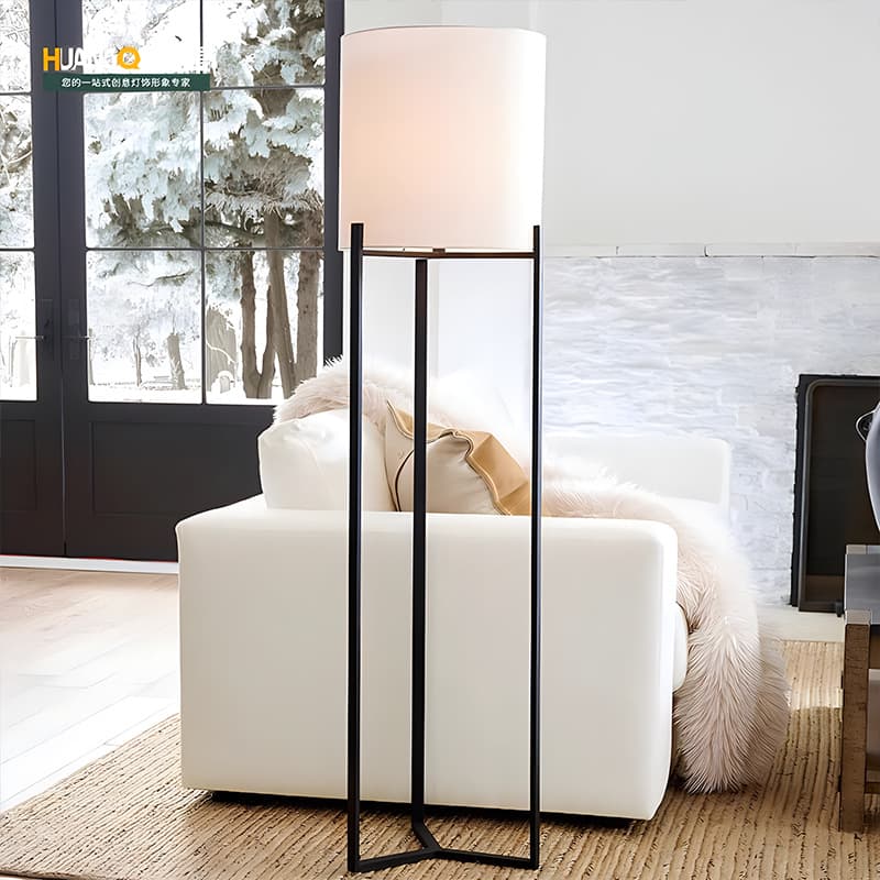 Living Room Floor Lamp, Bedroom Sofa Side Creative Ambient Light, High-Aesthetic Standing Lamp, Minimalist Fabric Frame Lamp