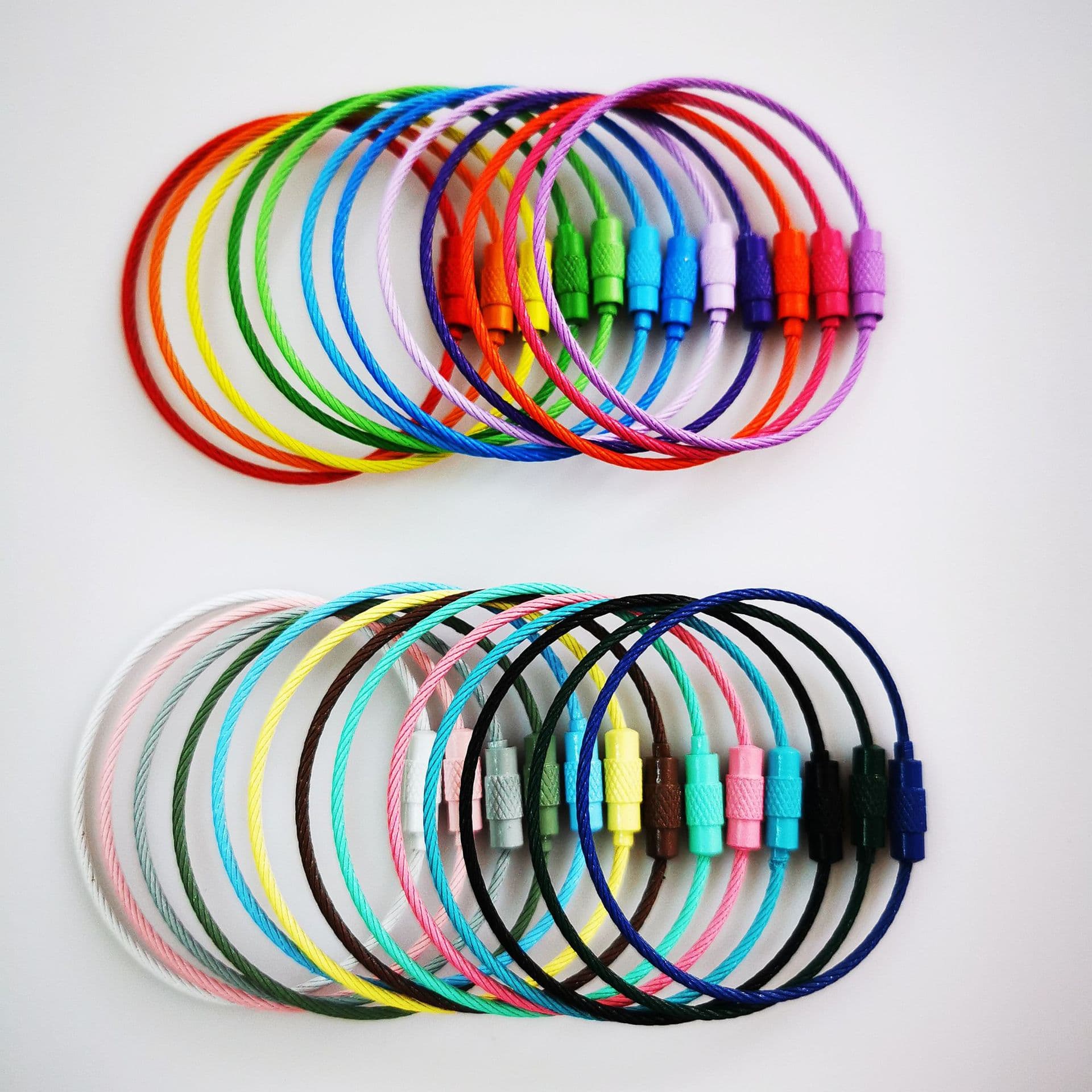 Metal Wire Ring DIY Candy Color Bell Keychain Colorful Baked Paint Wire Ring Student Backpack Pendant Gift