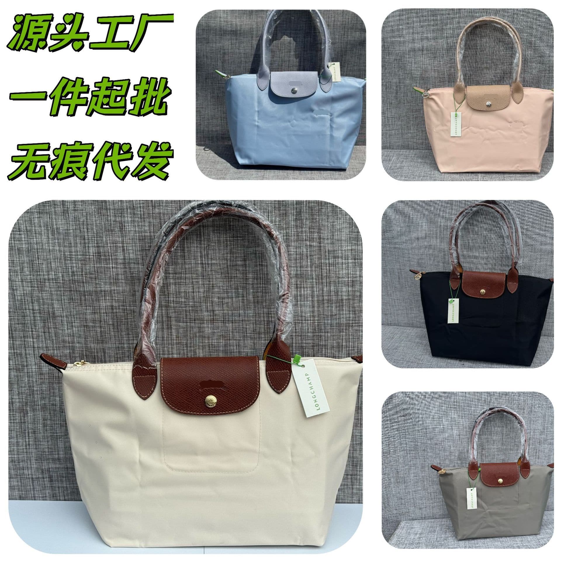 Cross-border exclusive French Longchamp tote bag nylon bag embroidery classic dumpling bag long handle large long handle medium