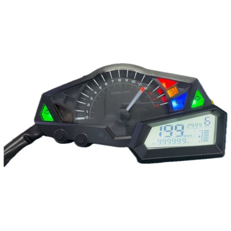 Motorcycle instrument panel modification for Kawasaki Ninja 100cc LCD digital instrument cluster. Digital display vehicle intelligent system modification parts.
