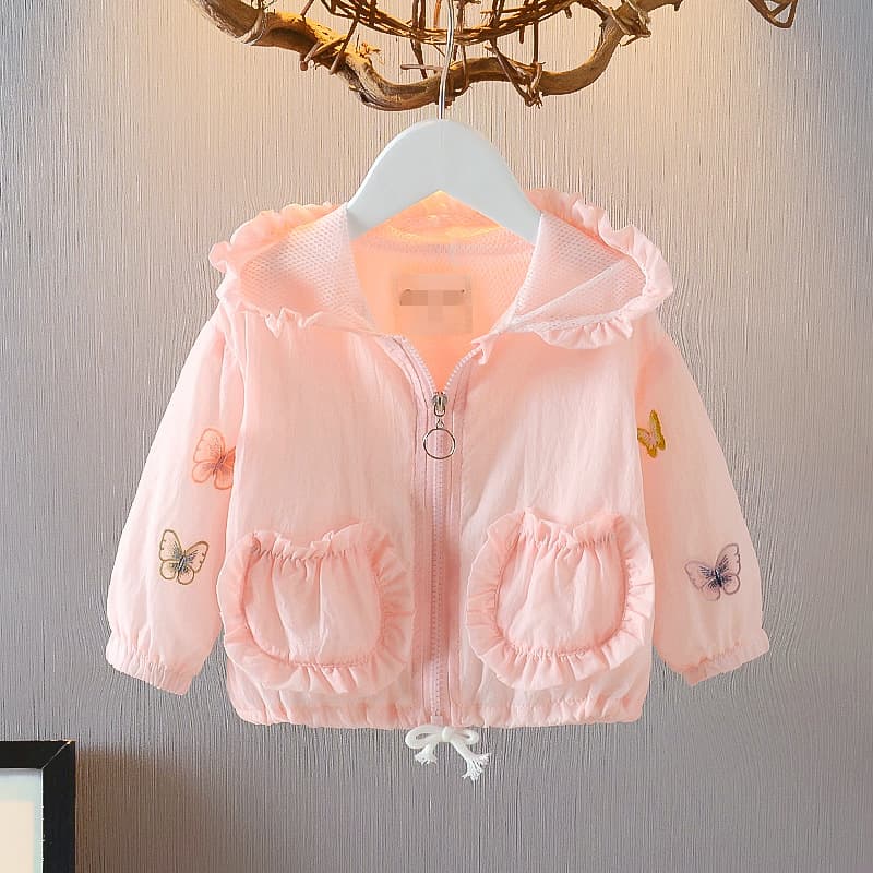 Girls' Sun Protection Jacket 2025 Summer New Style Fashionable Princess Butterfly Outerwear Beachwear Wholesale