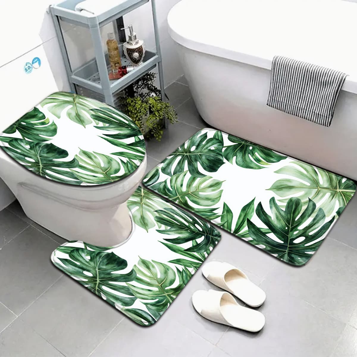Amazon's best-selling Nordic light luxury bathroom floor mat three-piece set marble bathroom absorbent floor mats in stock