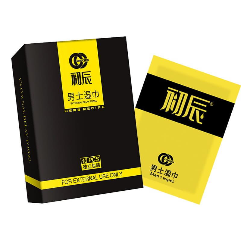 Chuchen men's wet wipes 10 pieces in a box, convenient to carry, external use delay agent, men's delay wet wipes plant formula