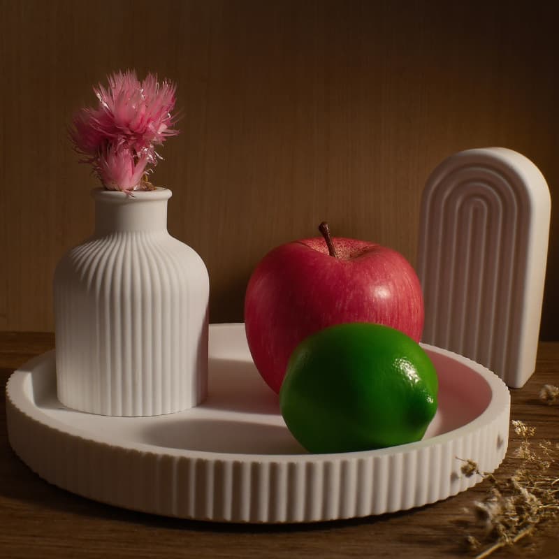 Cross-border Best-selling Striped Tray Vase Resin Silicone Mold, DIY Epoxy Resin Arch Candle Plaster Decoration Wholesale
