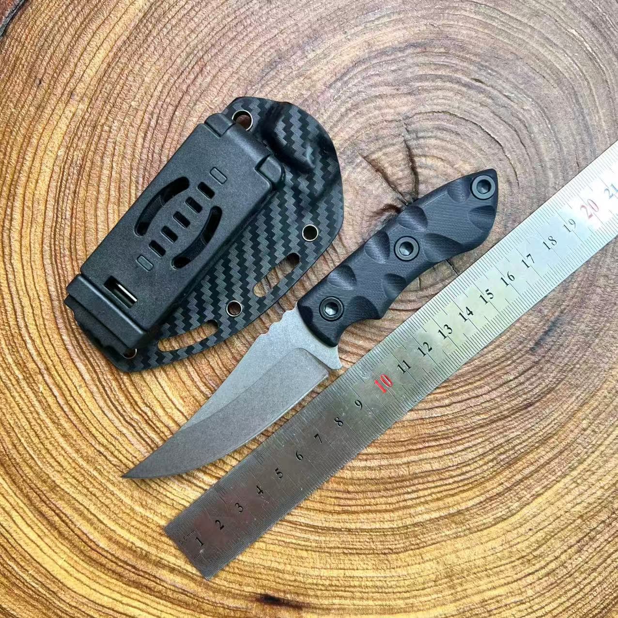 Factory Direct High Hardness Outdoor Fixed Blade Knife with 10 Handles, Portable Survival Knife with K-Sheath, Camping Fishing Knife Wholesale