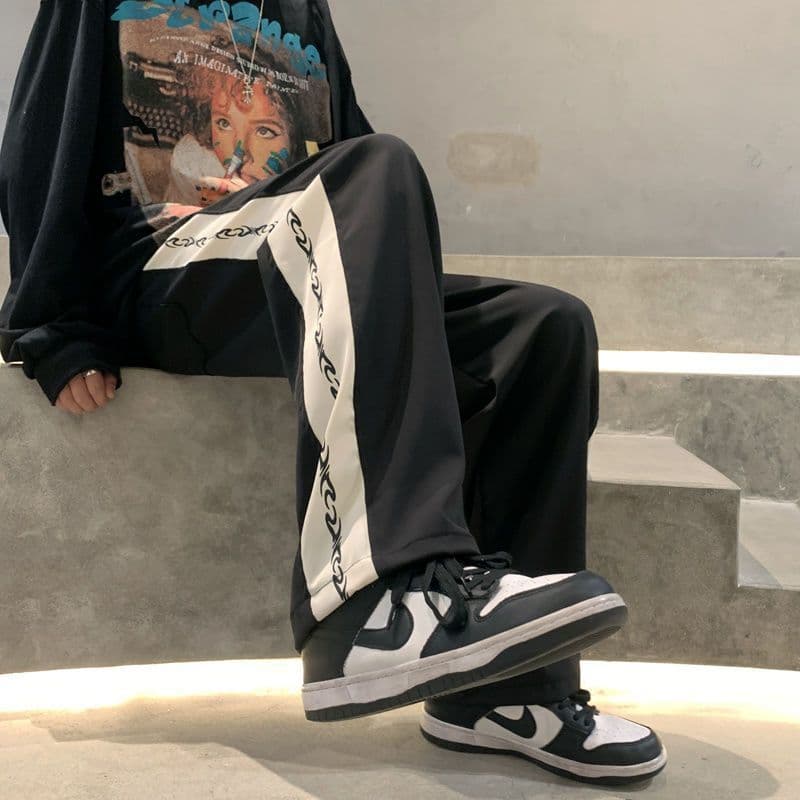 Side-Striped Fall Winter Pants Versatile Drape Premium Straight-Leg Pants American Fashion High Street Men's Loose Wide-Leg Pants