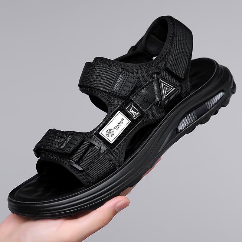 Men's Summer Breathable Outdoor Driving Sandals, Thick Soft Sole with Hook-and-Loop Closure, Beach Sandals for Men