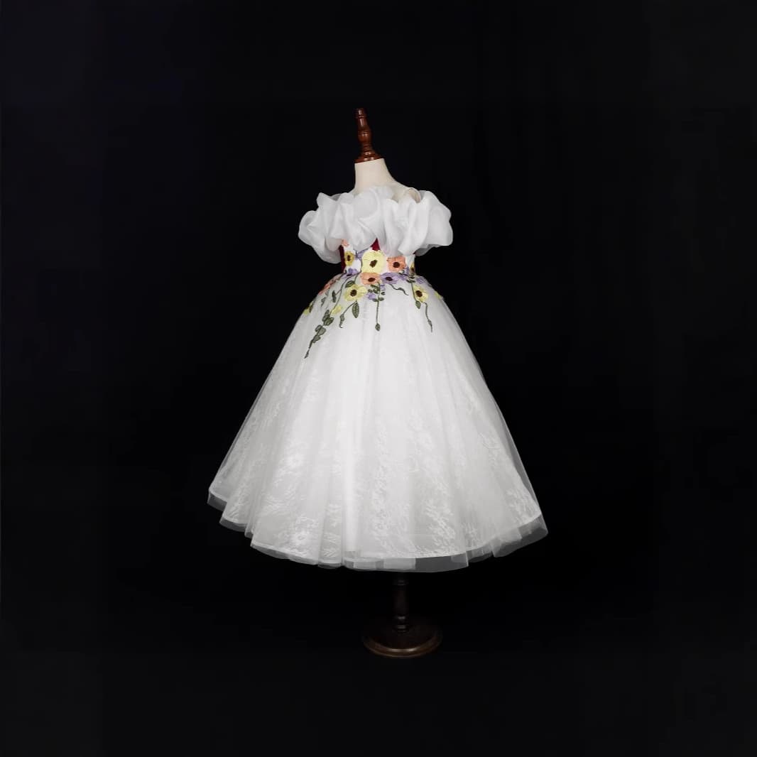 Girls' dress high-end French forest style birthday flower girl little host piano performance clothes children's princess dress girls