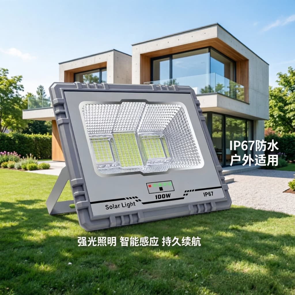 Tiangong-1 Die-Cast Aluminum Solar Garden Floodlight, Auto-On at Dark, Waterproof Super Bright LED Floodlight