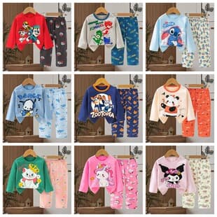 Kid's Pajamas 2026 Children's Pajamas Casual Autumn Korean Style Long Sleeve Long Pants Loungewear