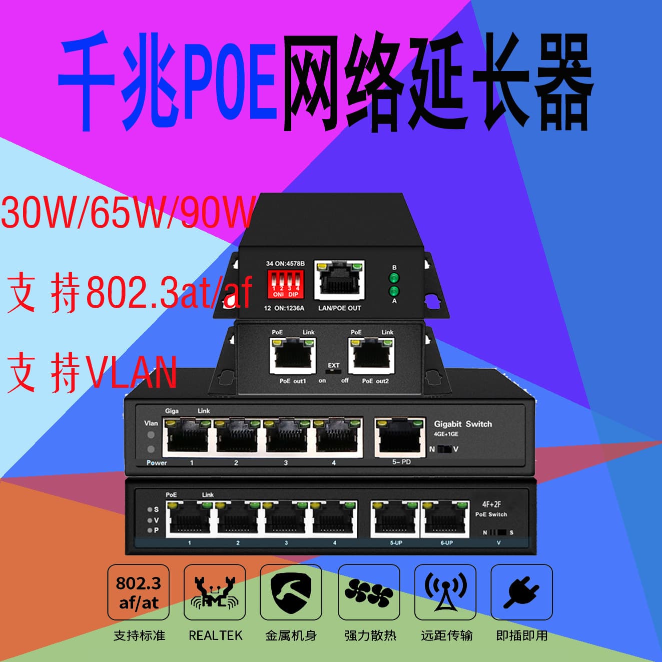 Industrial Grade Single/Dual/Quad Port Standard PoE Network Extender PoE Repeater