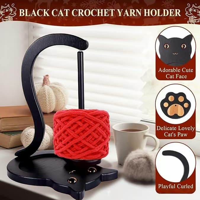 Cross-border Wooden Yarn Spool Holder Wooden Crochet Yarn Stand with Accessories Magnetic Yarn Spinner Yarn Ball Holder