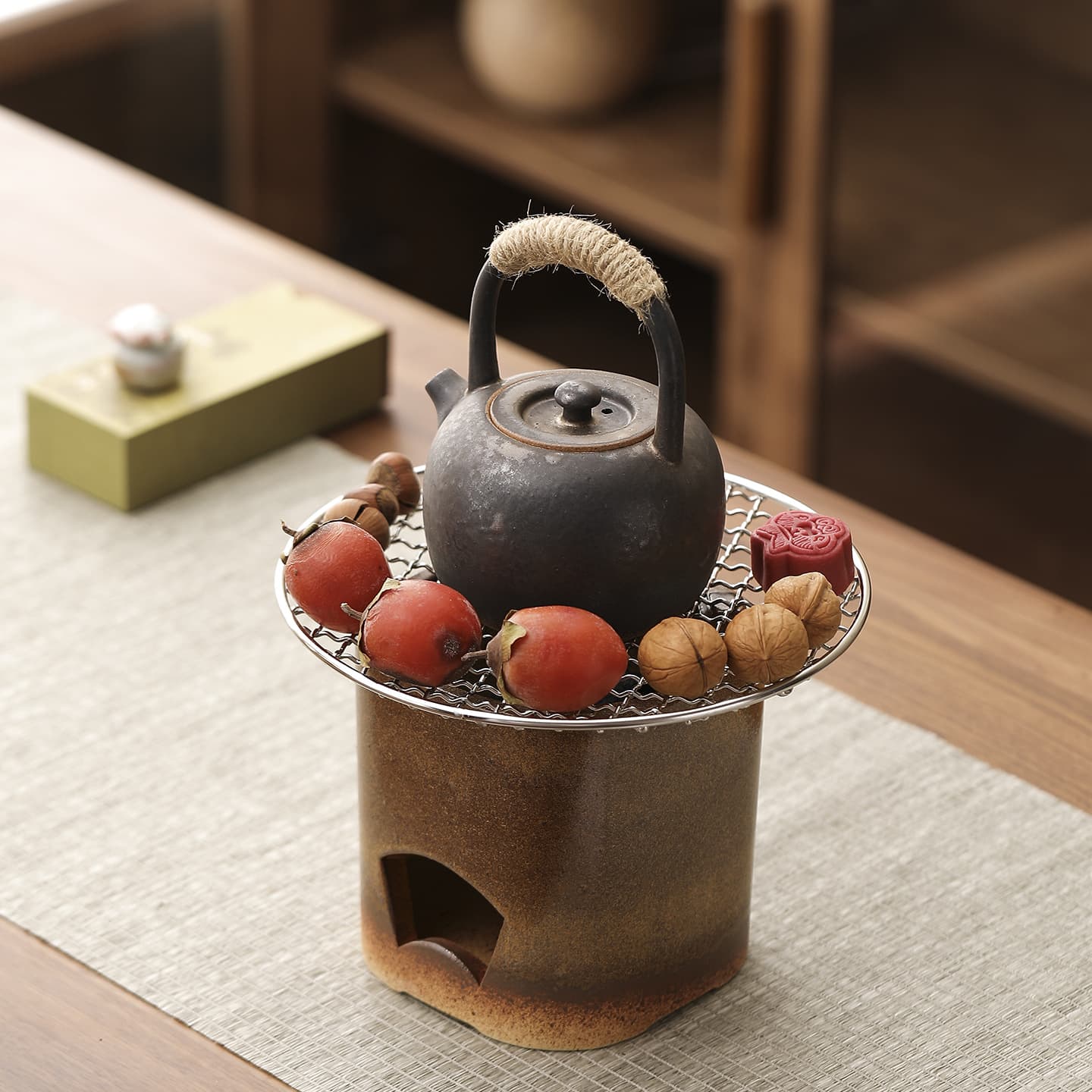 New Mini Charcoal/Alcohol Stove Set for Indoor/Outdoor Tea Brewing and Barbecue