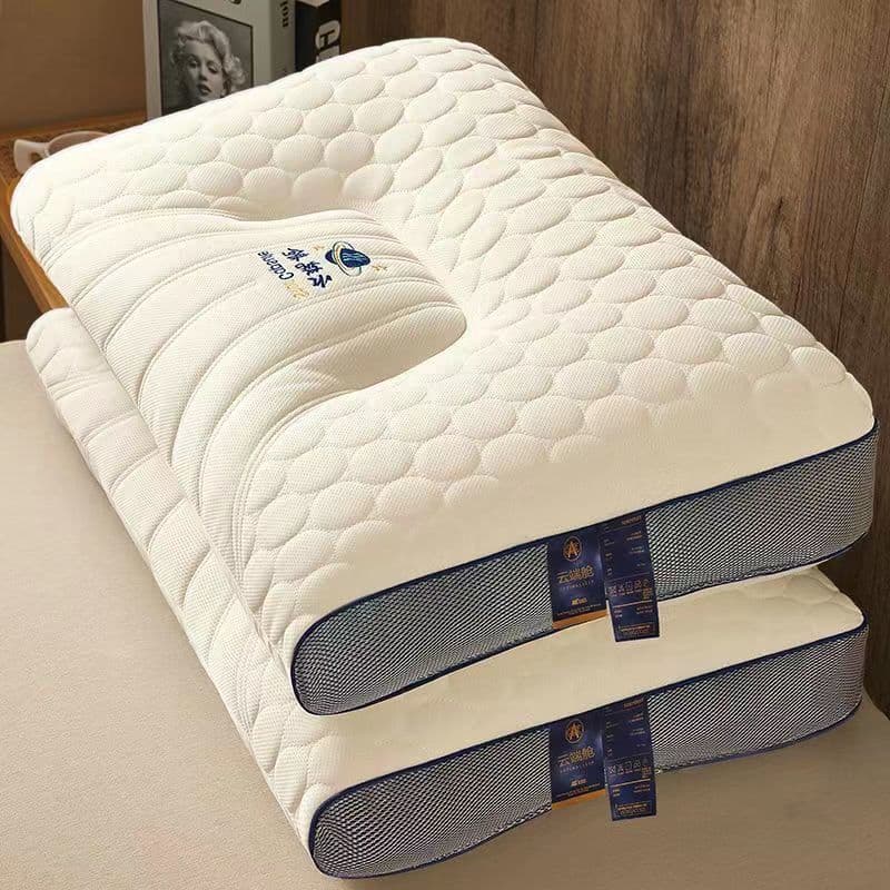 48x74cm non-sinking pillow with neck support, suitable for adults and home use, made of latex and fiber.